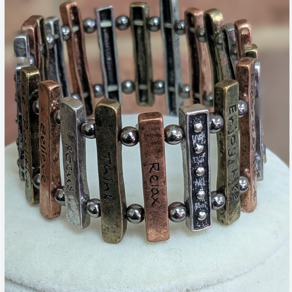 Affirmation stretchy bracelet boho positive vibes - Picture 2 of 3